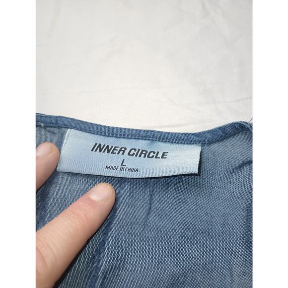 Inner Circle Women Chambray Wrap Top Women Size Large - Picture 2 of 5
